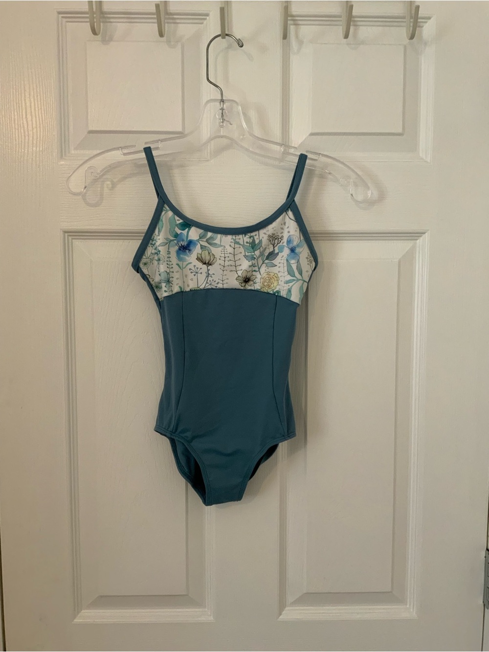 Girls L/G Teal Floral - Ainsliewear Ballet leotard